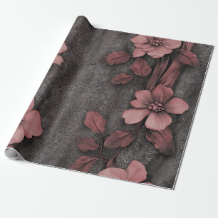 Papel De Presente Padrão de Linho Floral Bege Rústico (8)