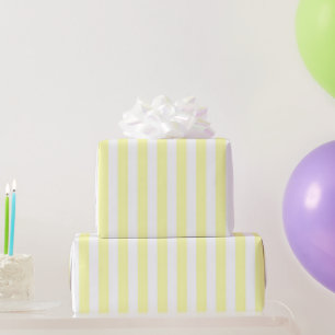 Papel De Presente Padrão de Listra Amarela Pastel Feminino Clássico