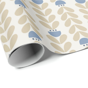 Papel De Presente Padrão de Listra Floral Louro Nórdico