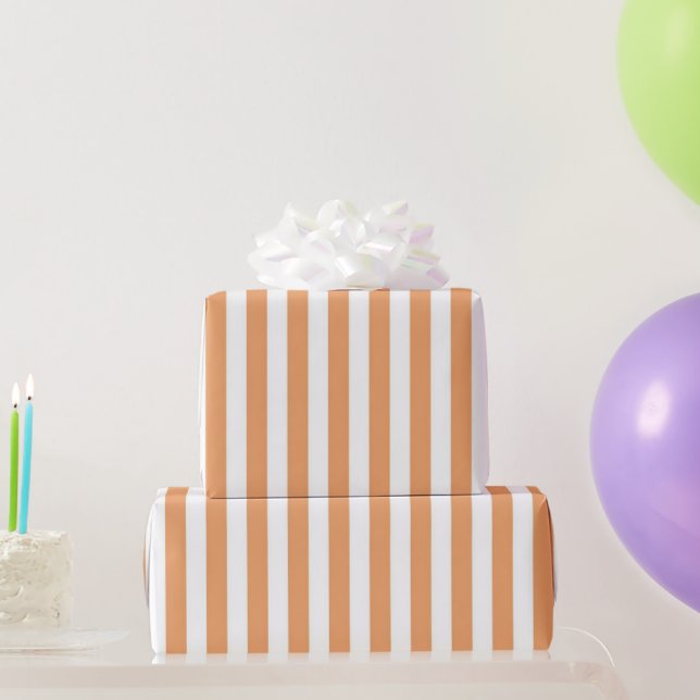 Papel De Presente Padrão de Listra Laranja Pastel Feminino Clássico  (Presentes para festas)