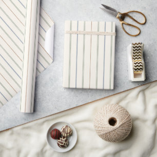 Papel De Presente Padrão de Listra Neutra Boho Terroso Minimalista M