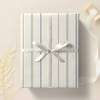 Papel De Presente Padrão de Listra Neutra Boho Terroso Minimalista M