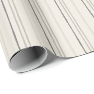 Papel De Presente Padrão de Listra Relaxada Neutra Pintada