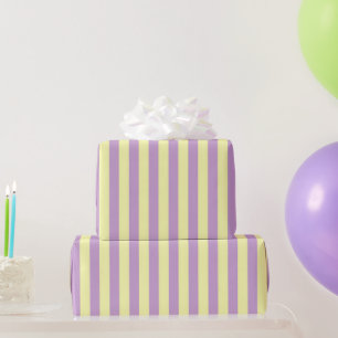 Papel De Presente Padrão de Listra Roxa e Amarela Pastel Feminino da