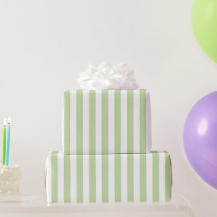 Papel De Presente Padrão de Listra Verde Pastel Clássico Feminino Pr