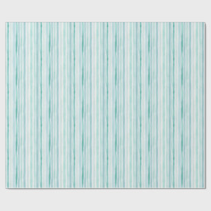 Papel De Presente Padrão de Listra Vertical Aquática Aquarela Costei
