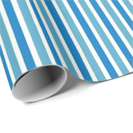 Papel De Presente Padrão de Listras Azuis Náuticas