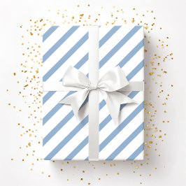 Papel De Presente Padrão de Listras Brancas Azul Pó