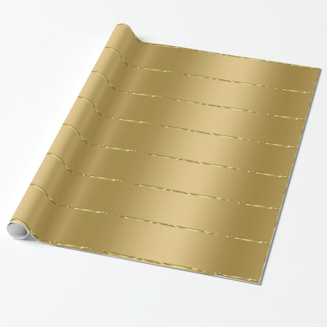 Papel De Presente Padrão de listras de ouro brilhante (Desenrolado)
