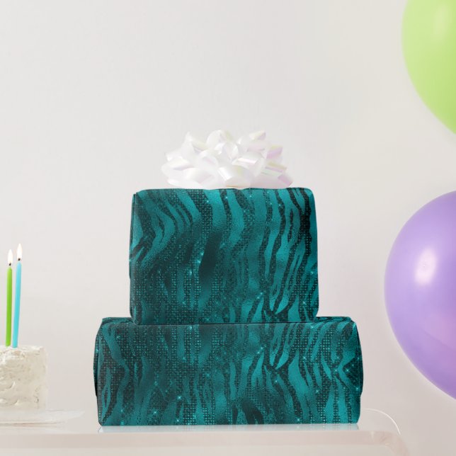 Papel De Presente Padrão de Listras de Tigre com Glitter Glam Ombre  (Presentes para festas)