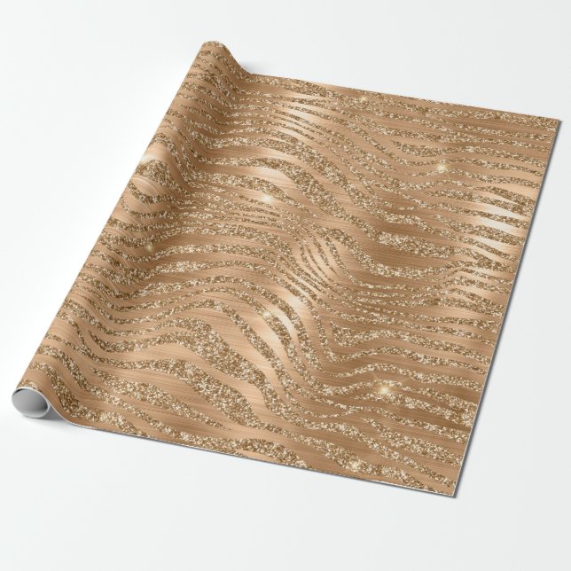 Papel De Presente Padrão de Listras de Zebra Selvagem com Brilho Dou (Desenrolado)