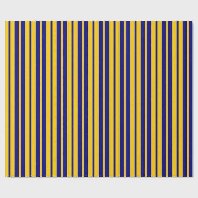 Papel De Presente Padrão de Listras Elegantes Azul Amarelo Design  (Aberto)