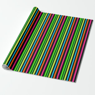 Papel De Presente Padrão de Listras Neon