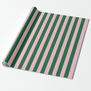 Papel De Presente Padrão de Listras Verticais em Rosa e Verde