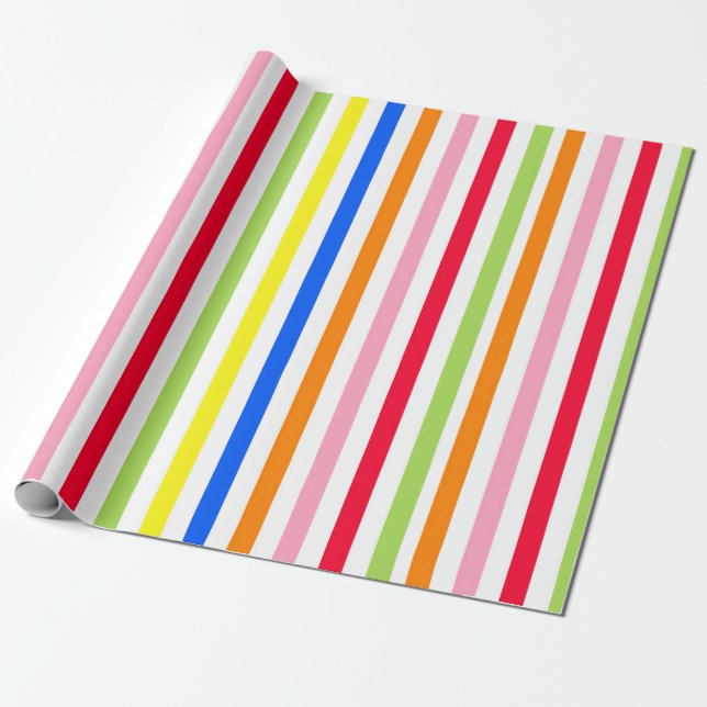 Papel De Presente Padrão de Listras Vibrantes e Coloridas Design  (Desenrolado)