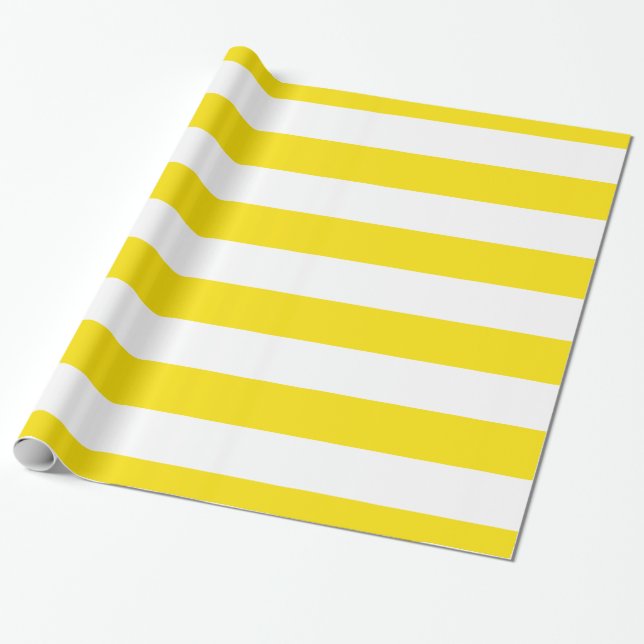 Papel De Presente Padrão de Listras XL Amarelo e Branco (Desenrolado)