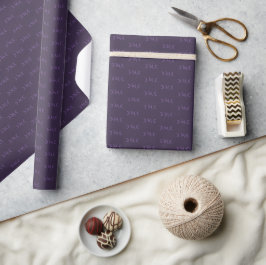 Papel De Presente Padrão de Lua do Crescente do Monograma Violeta Du