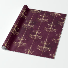 Papel De Presente Padrão de lustre vintage Paris Burgundy e dourado