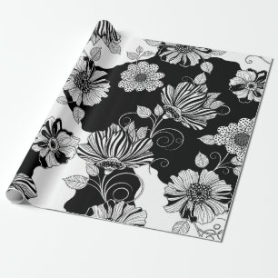 Papel De Presente Padrão de Luxo Floral Monocromático Chic (4)