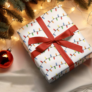 Papel De Presente Padrão de Luzes de Corda de Festa Colorida Diverti