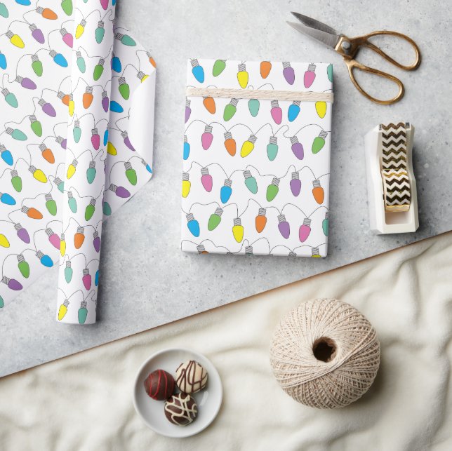 Papel De Presente padrão de luzes de Natal (Artesanato)