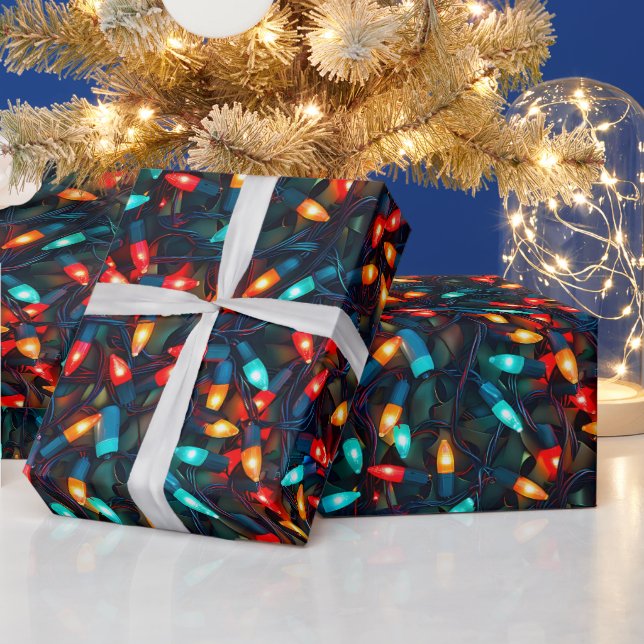 Papel De Presente Padrão de Luzes de Natal Brilhantes (Feriados)