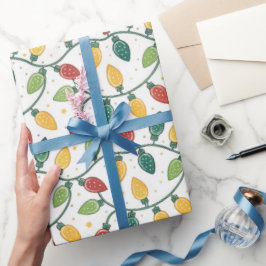 Papel De Presente Padrão de Luzes de Natal em Corda