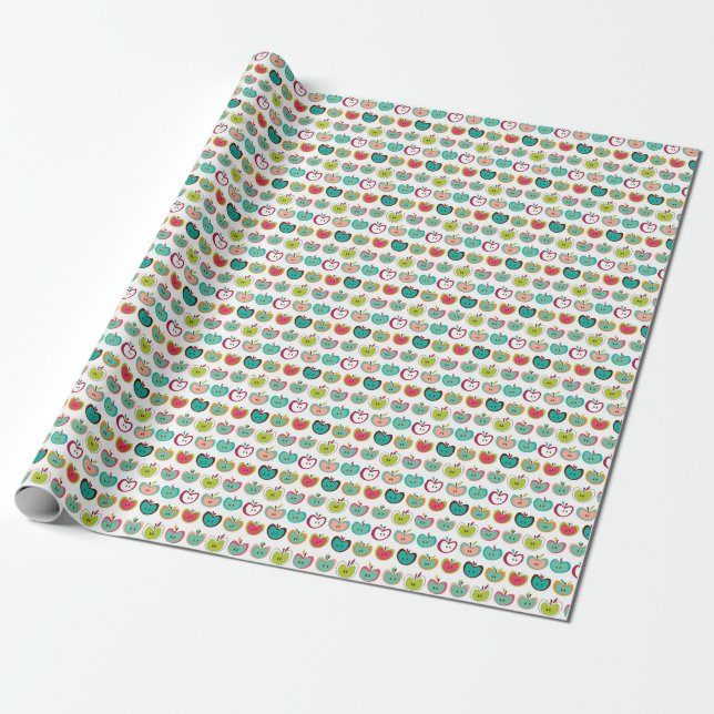 Papel De Presente Padrão de maçã cômoda (Desenrolado)