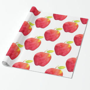 Papel De Presente Padrão de Maçã de Cor Vermelha