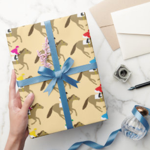 Papel De Presente Padrão de Macacos Correndo de Cavalo