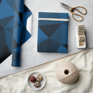 Papel De Presente Padrão de malha geométrica azul escuro e preto