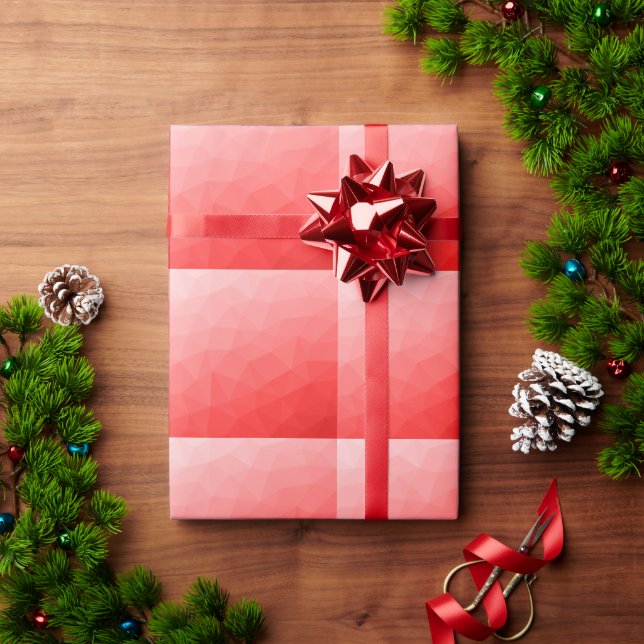 Papel De Presente Padrão de malha geométrica com gradiente vermelho (Presente de Natal)