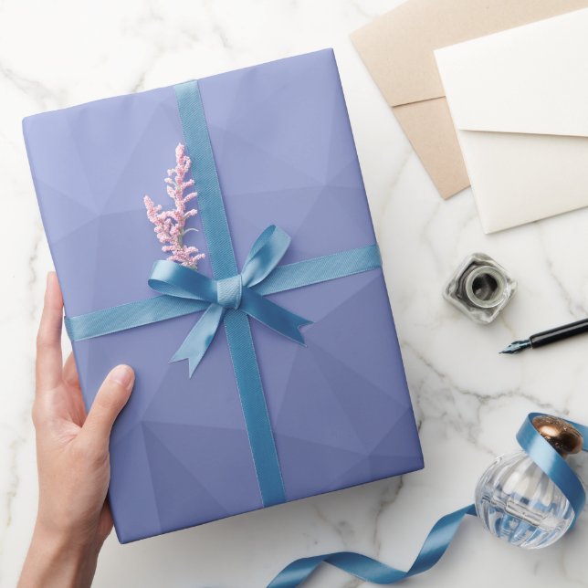 Papel De Presente Padrão de malha geométrica gradiente azul cinza (Presentear)