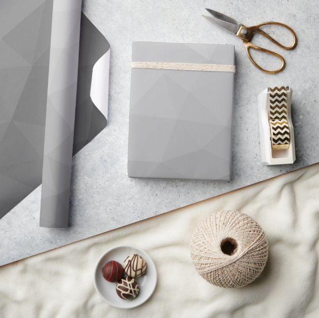 Papel De Presente Padrão de Malha Geométrica Gradiente Cinza (Artesanato)