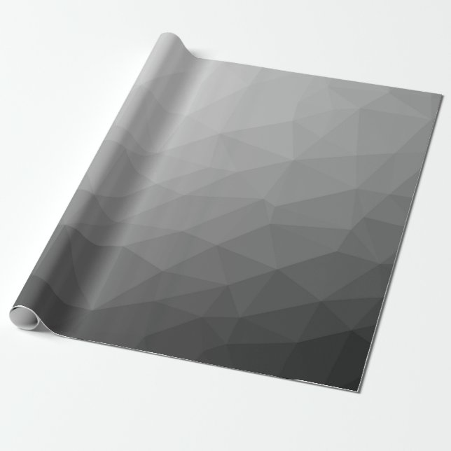 Papel De Presente Padrão de Malha Geométrica Gradiente Cinza (Desenrolado)