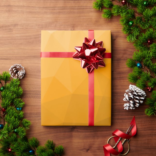 Papel De Presente Padrão de malha geométrica gradiente laranja (Presente de Natal)