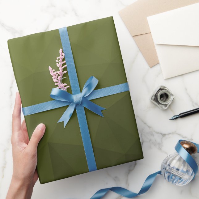Papel De Presente Padrão de malha geométrica gradiente verde escuro  (Presentear)