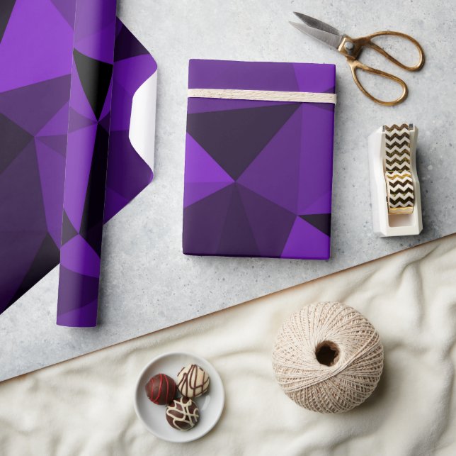 Papel De Presente Padrão de malha geométrica preta roxa (Artesanato)