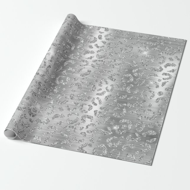 Papel De Presente Padrão de manchas de leopardo selvagem com brilho  (Desenrolado)