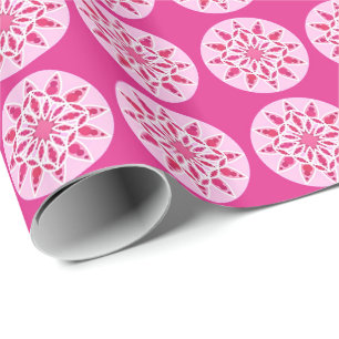 Papel De Presente Padrão de Mandala em rosa, fúcsia e branco