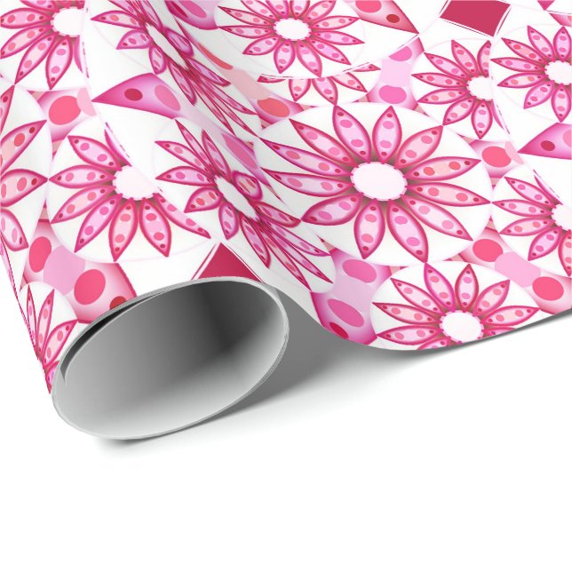 Papel De Presente Padrão de Mandala em tons de rosa, marrom (Ponta do rolo)