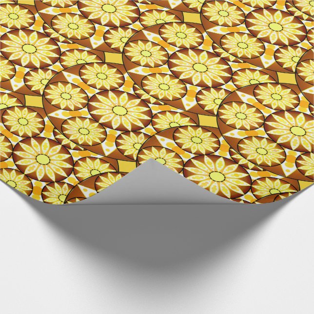 Papel De Presente Padrão de mandala, tons de marrom e ouro (Ponta)
