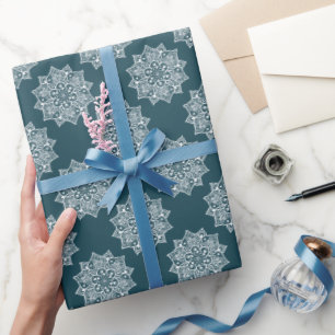 Papel De Presente Padrão de mandala verde escuro feminino e elegante