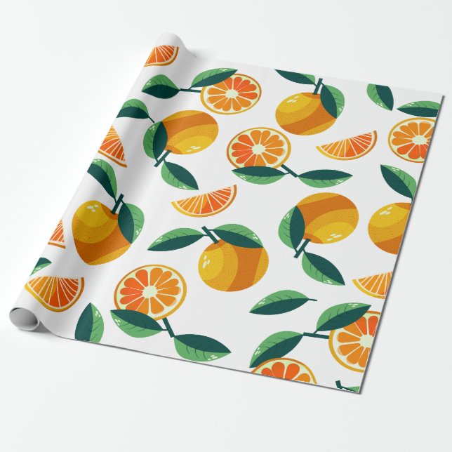 Papel De Presente Padrão de mandarina (Desenrolado)