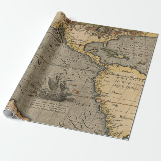 Papel De Presente Padrão de Mapas Antigos