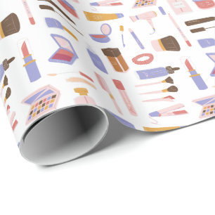 Papel De Presente Padrão de Maquiagem Cosmética Fofa