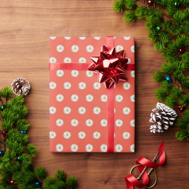 Papel De Presente Padrão de margarida (Presente de Natal)