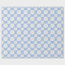 Papel De Presente Padrão de Margarida Azul Branco