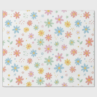 Papel De Presente Padrão de Margarida Botânica 2025