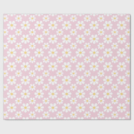 Papel De Presente Padrão de margarida branca rosa